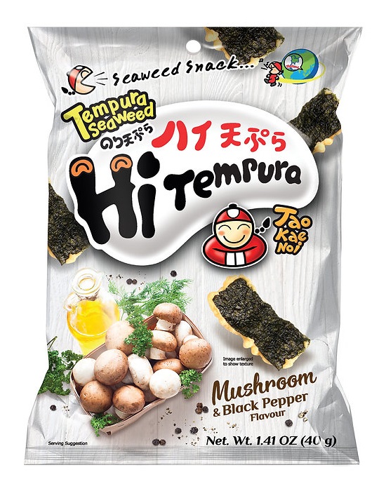 Snack di alghe Tempura gusto funghi e pepe nero - Taokaenoi 40g.